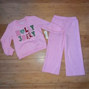 NWT Girls Size 7 Pink Holly Jolly Cowgirl Boots Christmas Outfit - Top & Pants
